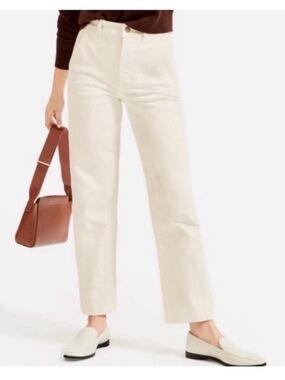 Everlane Khaki Cropped Straight Regular Leg Cotton Chino Pants - Light Beige